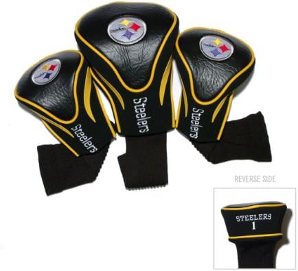 Team Golf NFL Pittsburgh Steelers Contour Golf Club Headcovers (3 Count) Numbered 1, 3, & X, Fits Oversized Drivers, Utility, Rescue & Fairway Clubs, Velour lined for Extra Club Protection