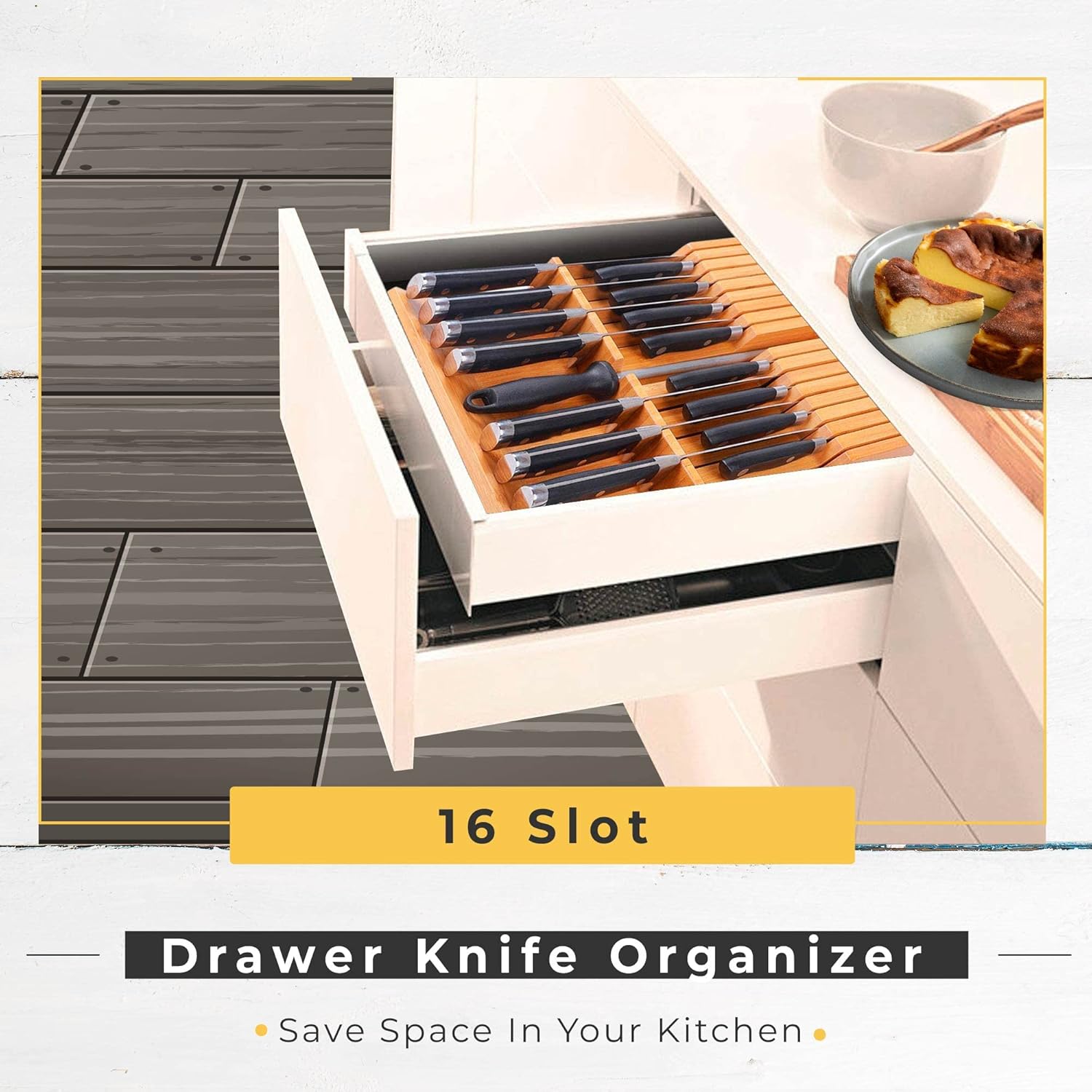 16 Knife Bamboo Drawer Organizer - Gallery 7