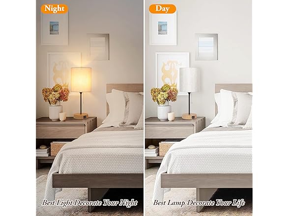 Bosceos Table Lamps Set of 2 with USB Charging Ports