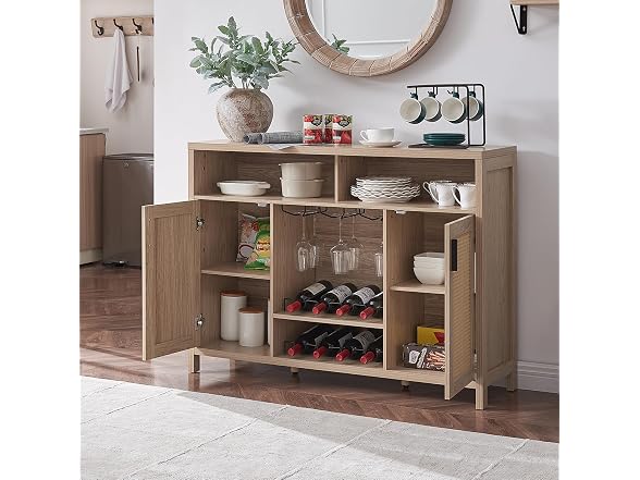 Alaxgumrol Coffee Bar Cabinet, Rattan Buffet