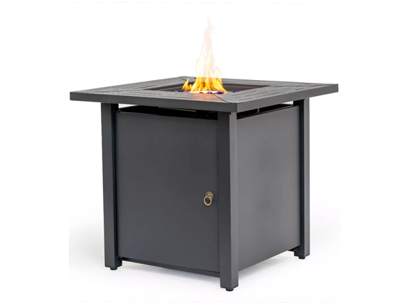 30" Sq Black Steel Fire Table – 50k BTU