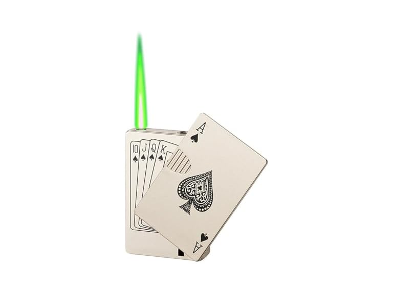 YPALC Adjustable Jet Torch Lighter, Windproof Creative Ace of Spades Cool Lighters, Refillable Butane Poker Lighter Gift for Men Women for Festival Birthday Candle