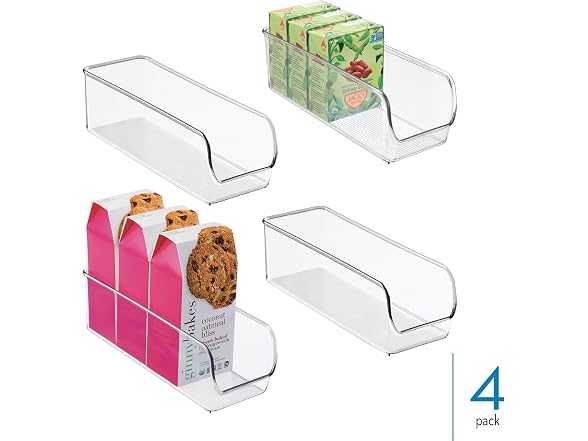 iDesign Narrow Pantry Bin, Set of 4, Clear