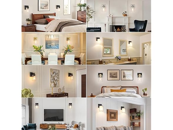 VerRon Set of 2 Wall Sconces, Black