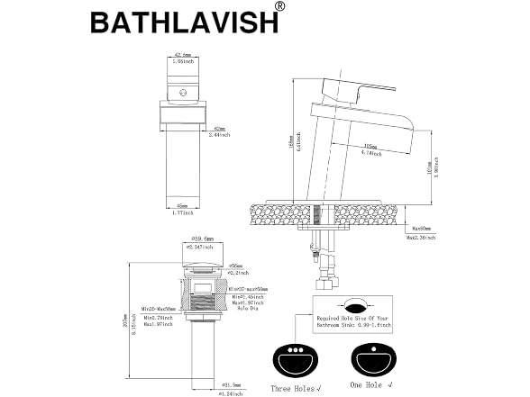 BATHLAVISH Black and Gold Bathroom Sink Faucet