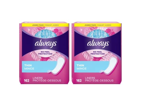 Always Thin Daily Liners 162ct 2pk
