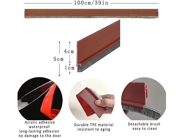 YINGD GAR-116 (2 Pack) 39in Door Draft Stopper Brown