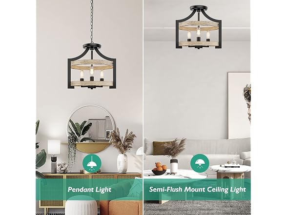 BesLowe Farmhouse Pendant Hanging Light