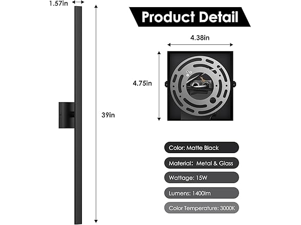 BesLowe Long Outdoor Wall Lights