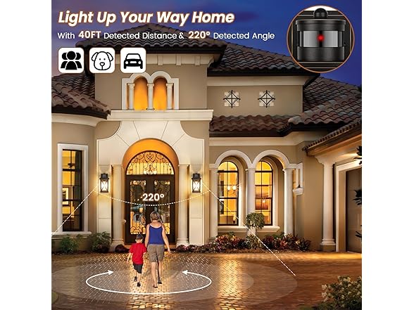 TOBUSA 2-Pack Motion Sensor Outdoor Wall Lanterns Waterproof
