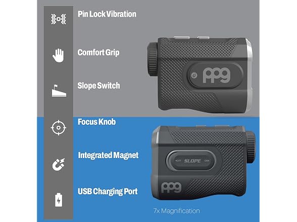 PPG A2 Rangefinder 1200 Yard Range, Golf Range Finder with 7X Magnification, Rec