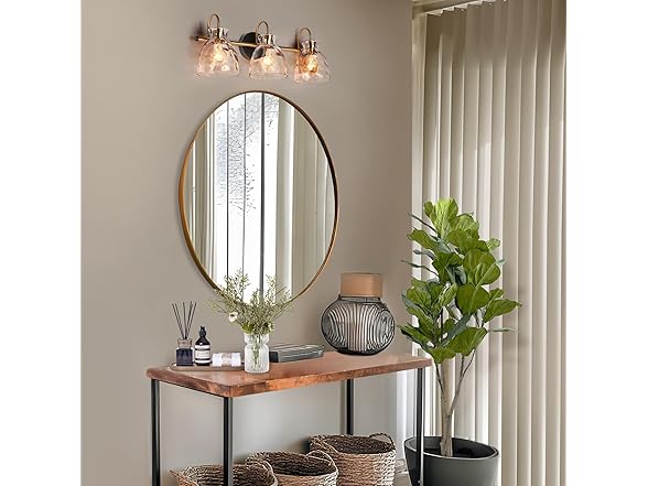 KSANA Black Gold Bathroom Light Fixtures, 3 Light