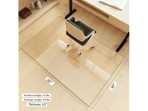 Koonmi Glass Chair Mat 40" x 60"