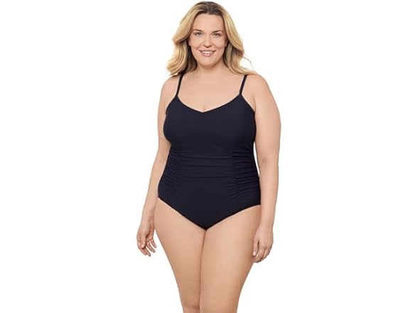 Aqua Green Women Princess Seam Adjustable Swimsuit