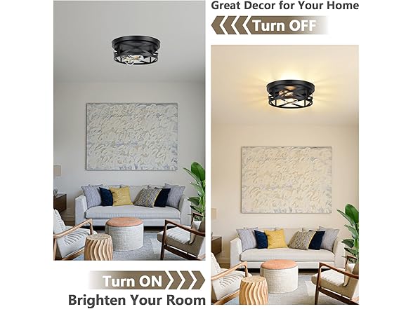 Bosceos 2-Light Flush Mount Ceiling Light Fixtures, 2-Pack Farmhouse