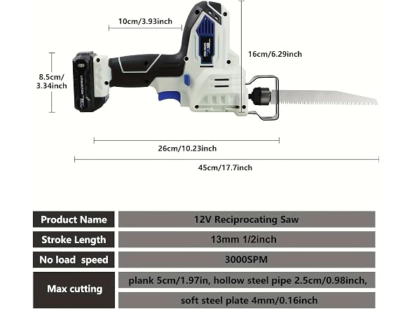 NEWON 12V Cordless Small Reciprocating Saw