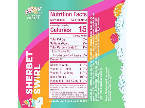 12PK Alani Nu SHERBET SWIRL Sugar Free