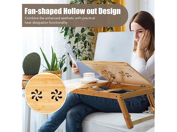 Tangkula 100% Bamboo Laptop Desk