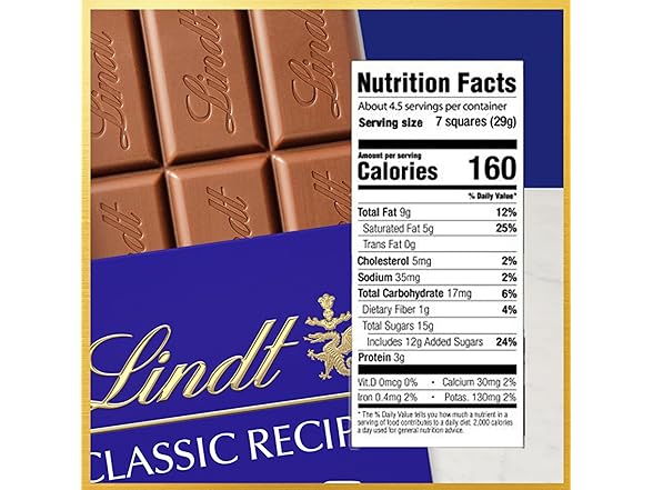 Lindt Classic Recipe Milk Choc Bar 12pk