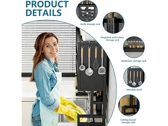 Black 37.4" Over The Sink Dish Drying Rack