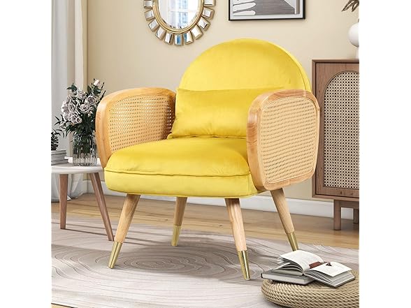 SPOFLYINN Upholstered Rattan Chair