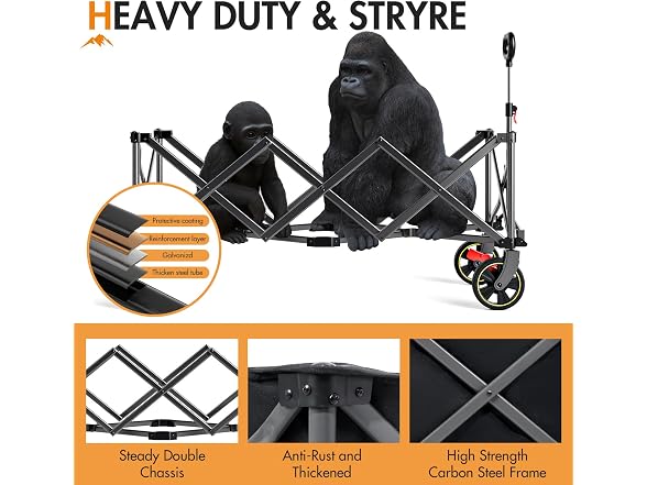 Portal 51.2" Black Foldable Wagon Cart - Gallery 4