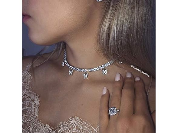 Doubnine Butterfly Necklace Choker CZ