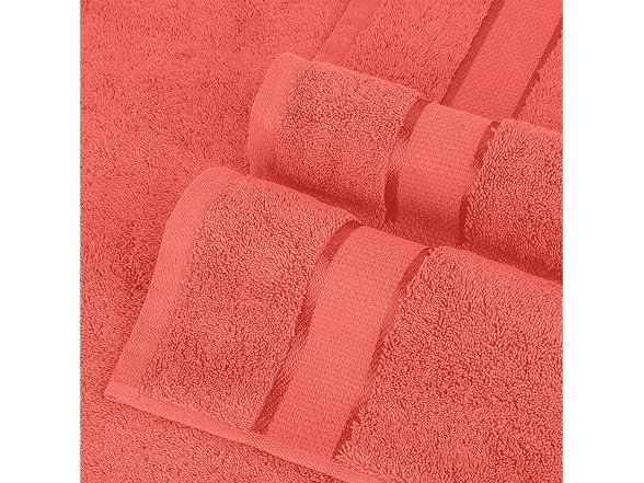 Elegant Comfort Premium Cotton 8-Piece Towel Set, Coral