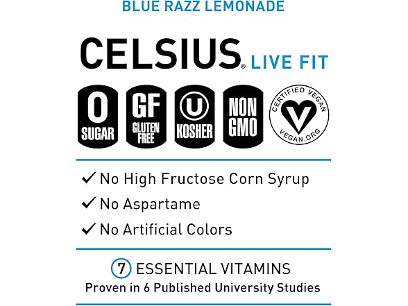 CELSIUS Fizz Free Blue Razz Lemonade, Sugar Free