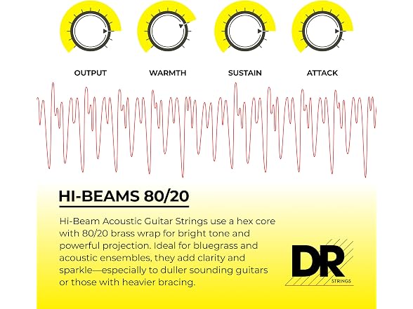 DR Strings Hi-Beam 80/20 Brass Acoustic Strings