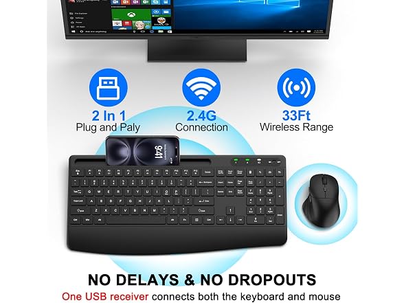Wireless Keyboard and Mouse Combo