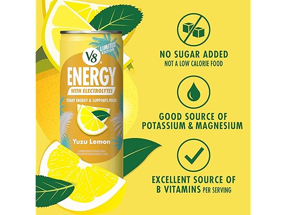 V8 Energy Yuzu Lemon Energy Drink, 8 oz, 6PK