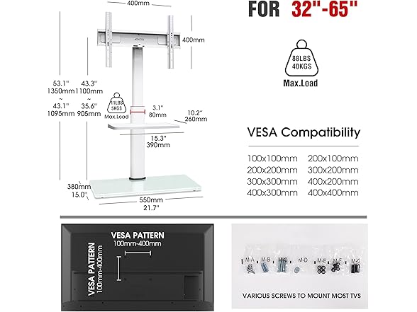 AOKCOS Floor TV Stand | 32-65"