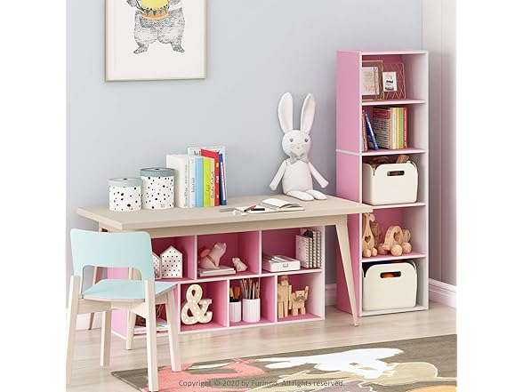 Furinno LUDER Book Shelf, White/Pink