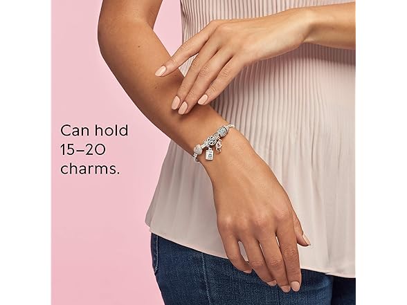 PANDORA Silver Bracelet w/Rose Pave Heart Clasp (Open Box)