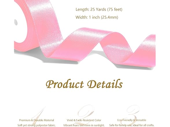 Pink Satin Ribbon 1"x4 Rolls Gift Wrap