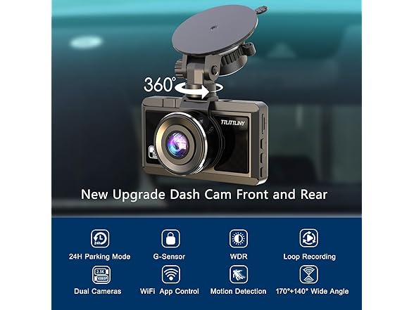 TTLITTLINY Dash Cam Front and Rear 2.5K+1080P FHD WiFi Dual Dash Camera