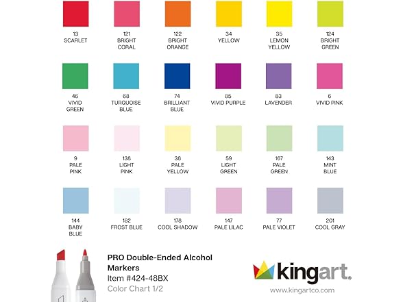 KINGART PRO Double-Ended Art Markers 48 Colors