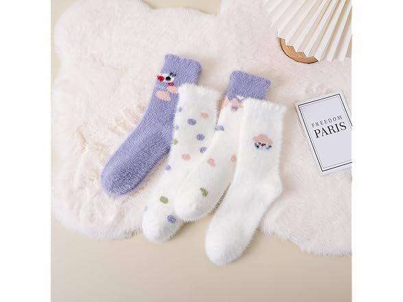 WaziHou Women Fuzzy socks slipper 