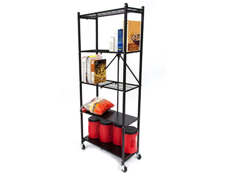 Origami 5-Tier Foldable Metal Shelf w/ Wheels - Gallery 11