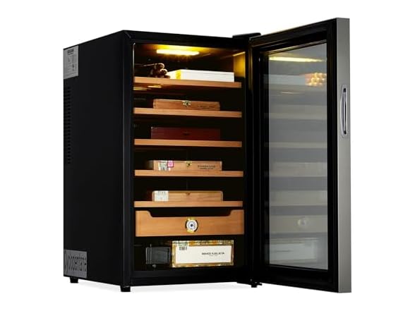 70L Electric Cigar Humidor Cabinet Cedar Shelves