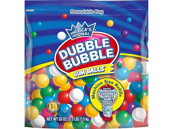 Dubble Bubble Gumball Refill 53 OZ Resealable Bag