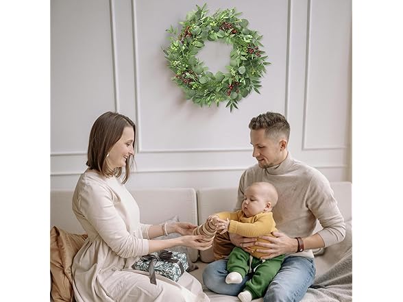 Softflame Artificial Eucalyptus Wreath, 24"