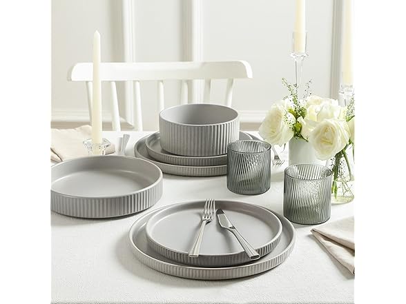 Stone Lain Stoneware 4Pc Bowl Sets, Grey