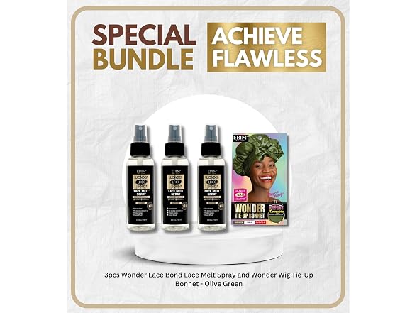 Ebin Melt Spray Mini 3 Pack and Olive Wig Bonnet