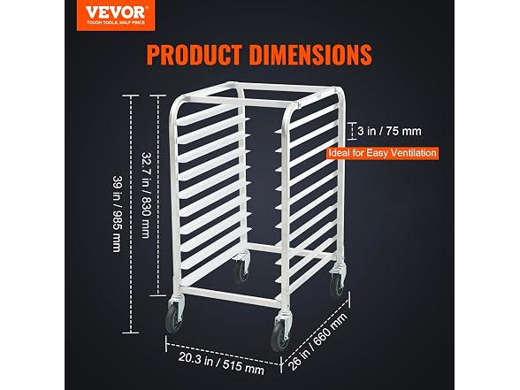 VEVOR Bun Pan Rack, 10-Tier Commercial