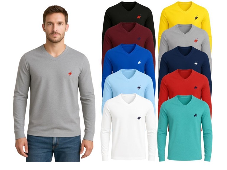 (4PK) Men's Cotton Long Sleeve T-Shirts - Gallery 3