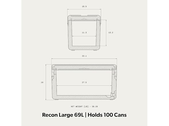 Dometic 69L Recon Hardside Cooler, Silt