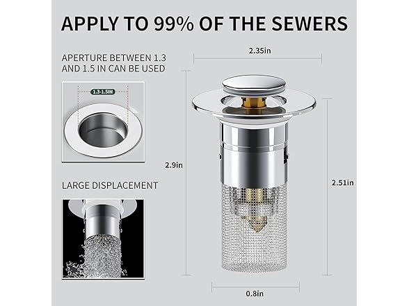 2Pcs Bathroom Sink Drain Stopper