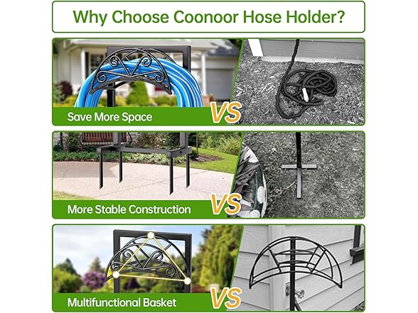 GREENER Garden Hose Holder, Black